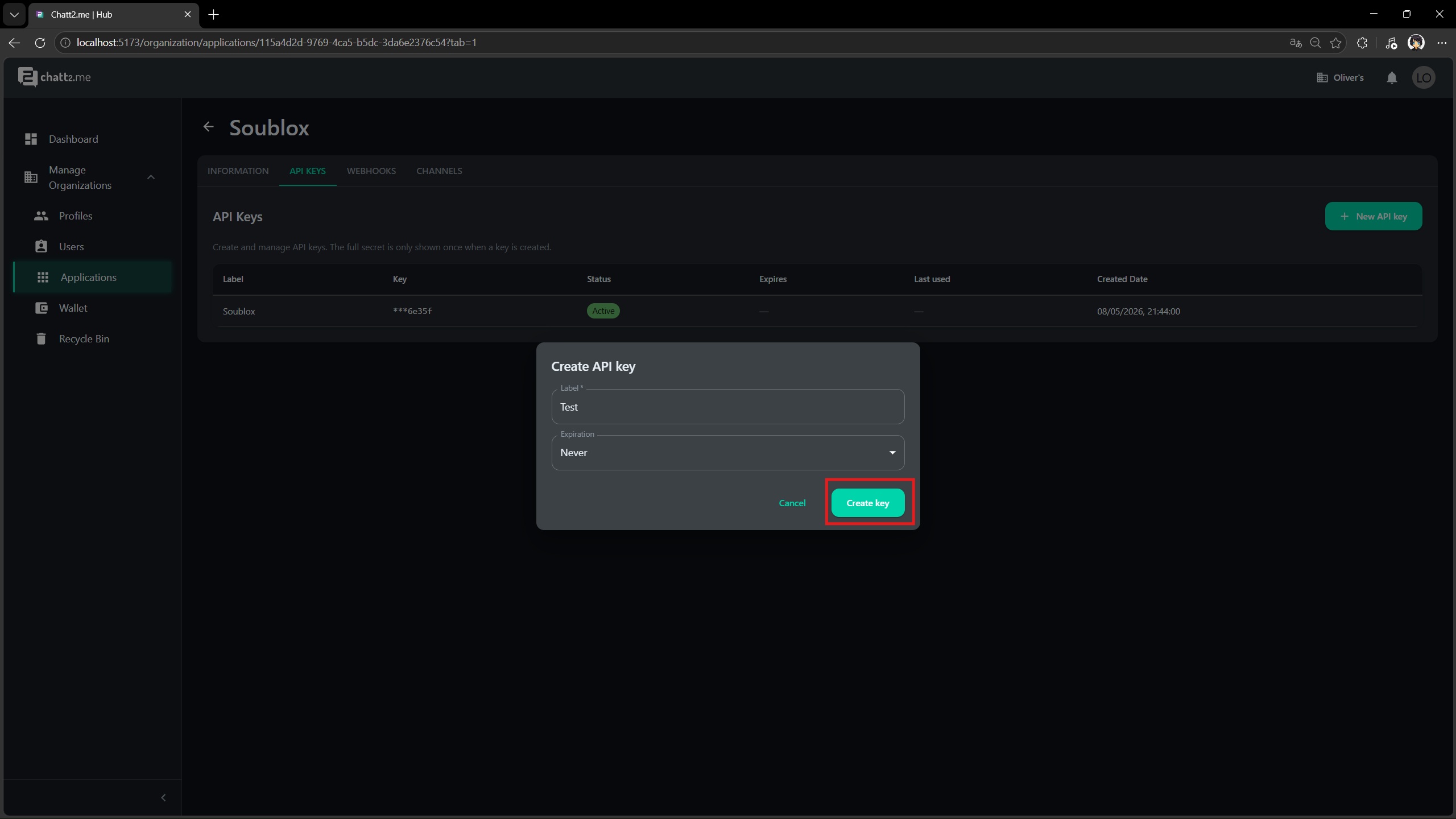 Create API Key