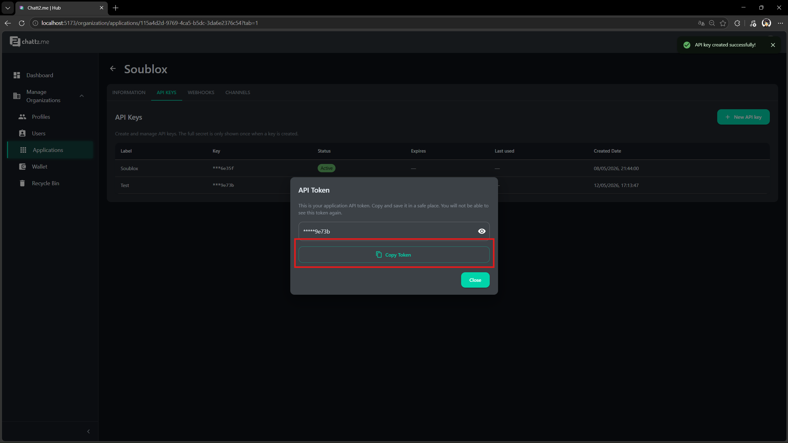 Copy API Key